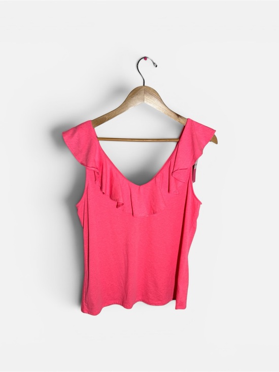 Lilly Pulitzer Tops - NWT Lilly Pulitzer Alessa Ruffle Women’s Tank Top in Vibrant Hot Pink Sz. L